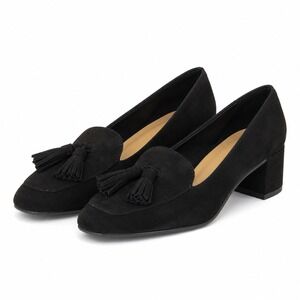 C.M. Tassel Block Heel Loafers Womens 9M Black Excellent Dark Academia Officecor